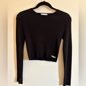 Calvin Klein Black Ribbed Long Sleeve Top
